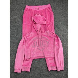Juicy Couture Hoodie Pants Set Womens M Velour Sleepwear Rhinestone Tracksuit
